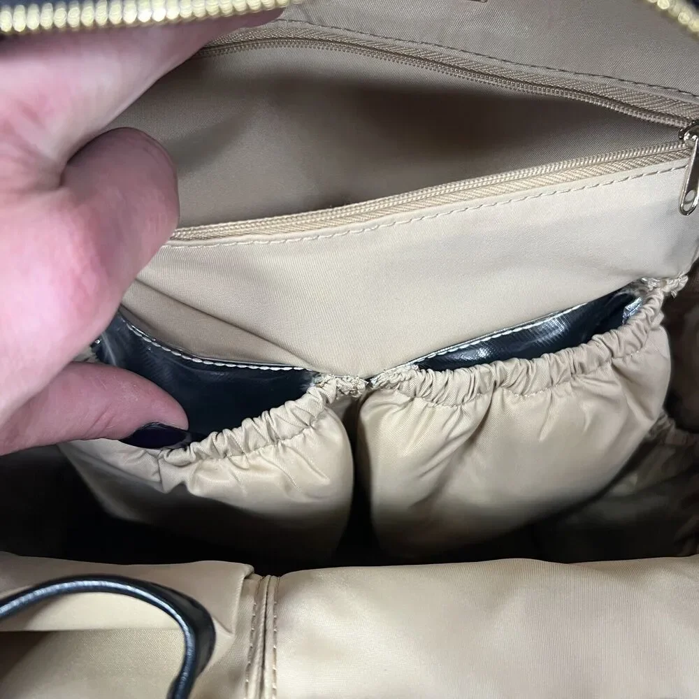 Ryla Ready Diaper Bag Black Gold Hardware Insulated Bottle Backpack‎ Minimalist